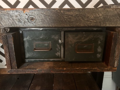 Vintage Wooden Work Bench with 2 Drawers 52” w X 24” d X 36” h - Picture 3 of 8