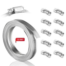 304 Stainless Steel Hose Clamp Assortment Kit DIY, Cut-To-Fit 12 FT Silver