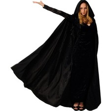 Schwarzer Samt Umhang für Halloween und mehr – Luxuriöses Unisex Kostüm, Größe L