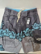 Hard Rock Cafe Board Shorts Mens 30 Swim Trunks Floral Guitar Hawaiian Aloha