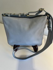 Fossil Leather Preston Expandable BottomCrossbody Bag Soft Blue - EUC Purse