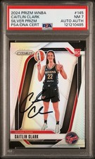 2024 Panini Prizm CAITLIN CLARK Silver Signed #145 Fever Auto Card RC ~ PSA 7