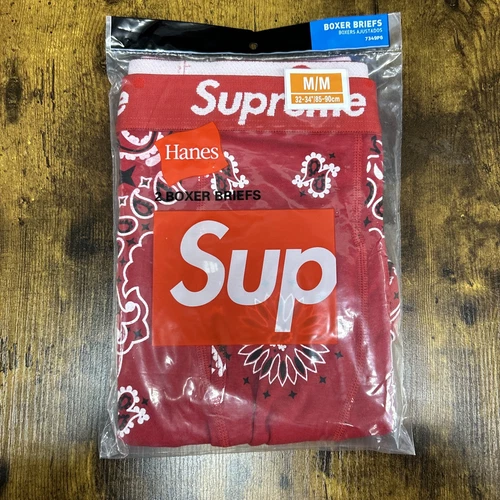 Lot de 2 boxers Supreme logo bandana slip Hanes sous vêtement créateur neuf authentique