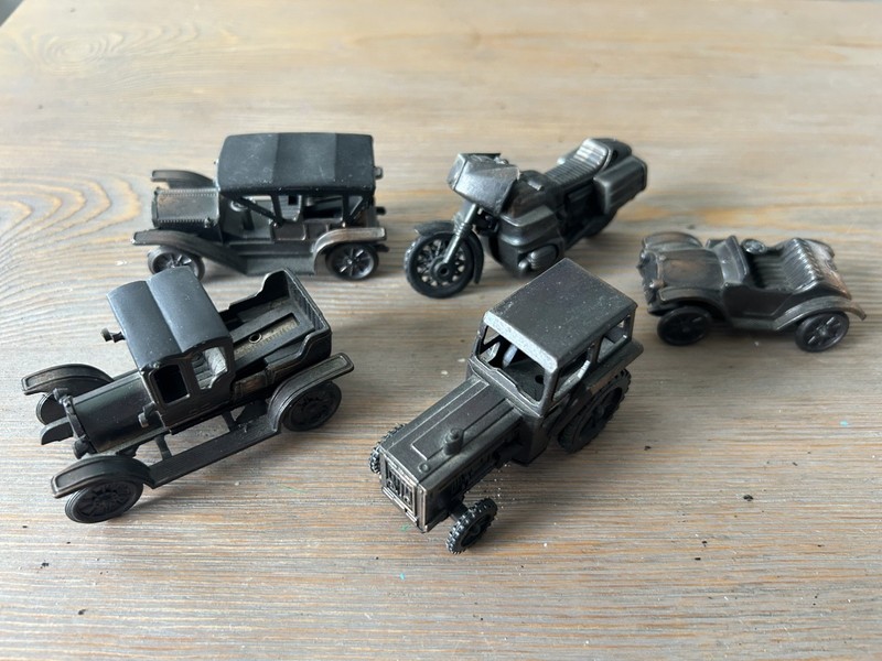 Lot 5 Vintage Diecast Pencil Sharpeners Motorcycle Tractor Truck Mercedes Cars