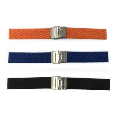 Silicone Boucle Déployante Bracelet Montre Pneu Piste Motif Taille et Options - Photo 1/4