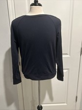 Athleta Athleisure Cozy Navy Blue Sweatshirt W/ Snap Sleeves Woman s Size M