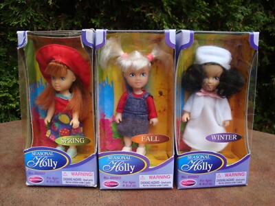 Seasonal Holly 4-1/2'' Collector Dolls (Spring, Fall & Winter) by Toy Things NIB