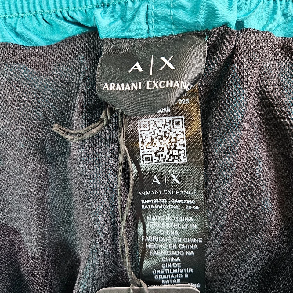 $80 Nuevo Con Etiquetas Armani Exchange Bañador Pantalones Cortos Para Hombre XXL Forrado Logo Cremallera Bolsillo Verde Foto 4 de 4