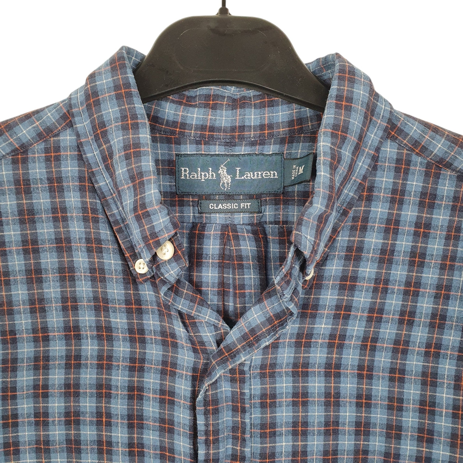RALPH LAUREN Blue Check Shirt Classic Fit Blend Long Sleeve Casual Cotton Mens M image 2
