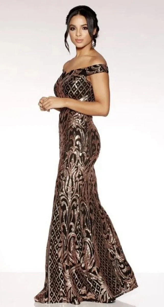 Formal Dress Quiz Black And Gold Sequin Maxi Dress Quiz Black Maxi Dresses  For Women For