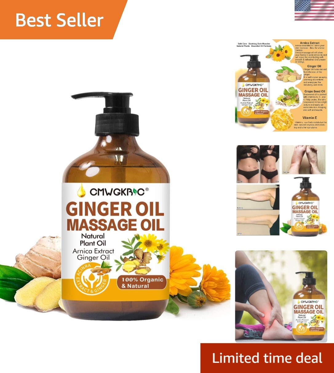 Soothing Ginger Oil Massage Blend for Skin & Muscle Relief - Perfect Gift  