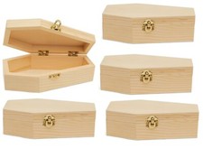 BUY FIVE - 6" Wood Coffins Halloween, Funeral, Pet, Storage, Box, Unfinished