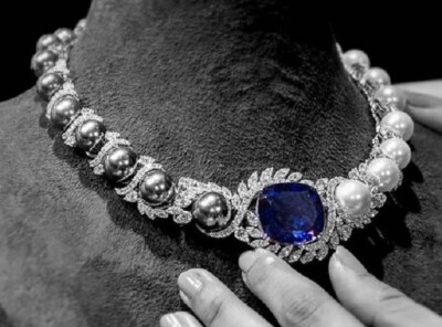 Lab-Grown Sapphire Choker 925 Sterling Silver Cultured Pearl Necklace For  Her