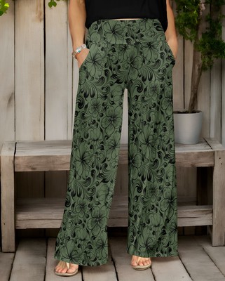 Bon Apple Tea Women's Wide Leg Pants with Pockets