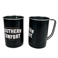 {2} Southern Comfort Promo Tin Can Cup Mug 16oz Drink Glass Whiskey Distillery 