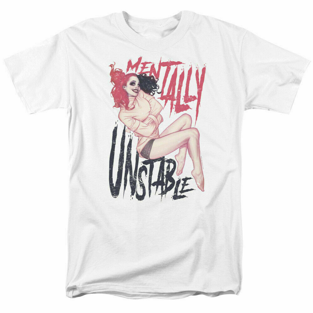 Harley Quinn Mentally Unstable T Shirt Licensed Comic Book Tee White eBay