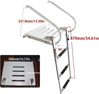 Polyethylene Boat 3 Steps Ladder Stainless Steel Swim  Inboard/Outboard Platform