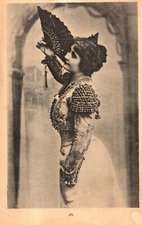 B15-78186. French Litho Postcard Risque Dancing Girl ca 1900 w/ hand fan