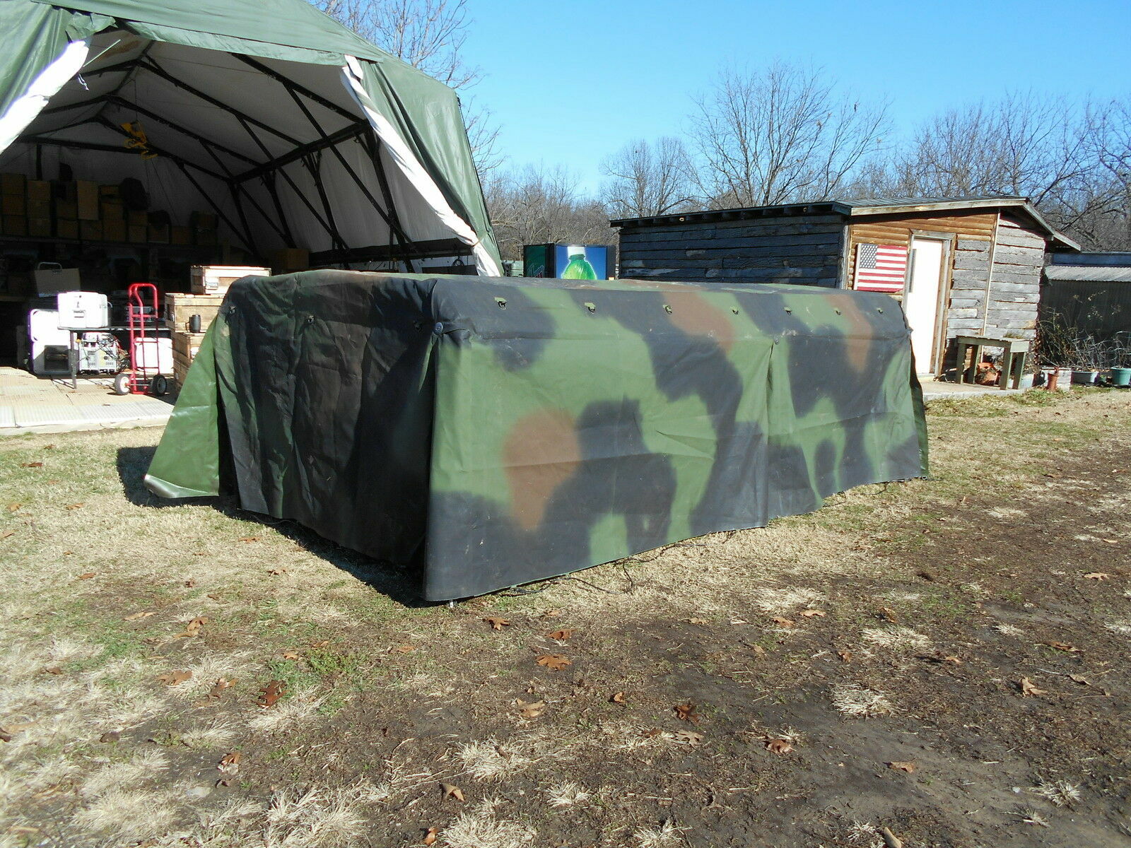 MILITARY SURPLUS CAMO TRUCK COVER + FRAME 8x14.5x4 MTV M1083 TENT 5 TON