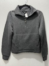 Athleta Women's Ottoman Rib Zip Pullover cozy soft Sweatshirt Gray, XXS NWOT