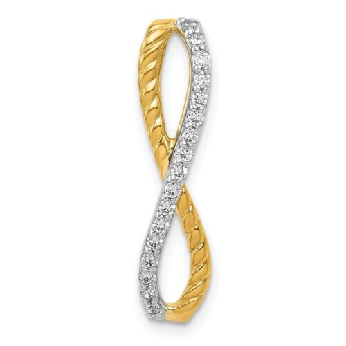 14K Two-tone Gold 1/5ctw. Diamond Fancy Braided Infinity Chain Slide Pendant - Afbeelding 1 van 4