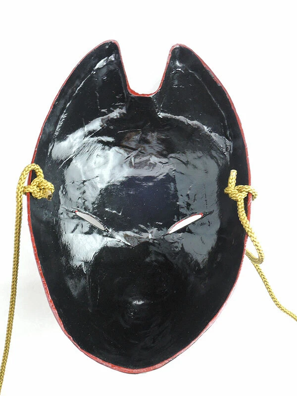 Japanese Ancient Kitsune Fox Mask -Onibi- Hand Painted Komendo Black JAPAN New - Image 3 of 4