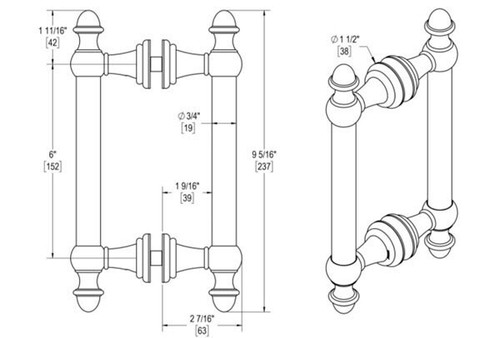 Symphony 6" Back-to-Back Double Sided Pull - Oil Rubbed Bronze (Medium) - Picture 2 of 2