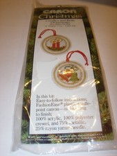 christmas TREE HOLIDAY KIT CRAFTS CANDLES  BELLS NEEDLEPOINT 3" ORNAMENTS