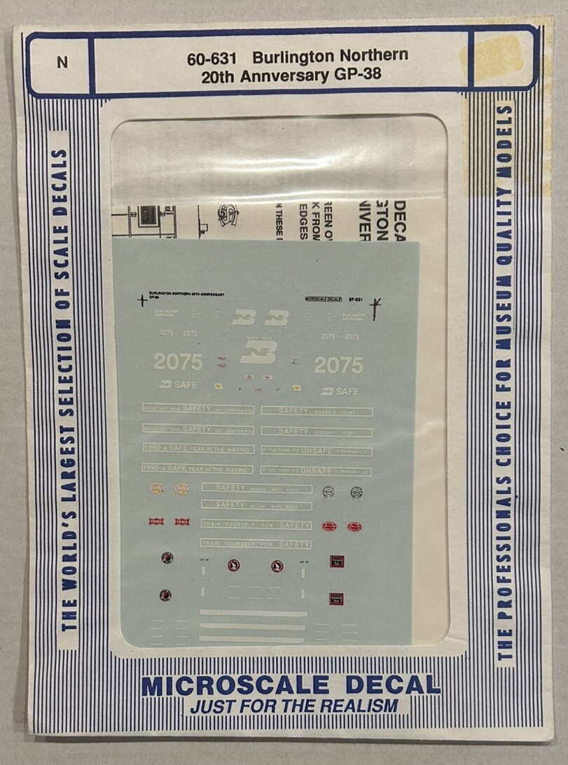 MICROSCALE N DECAL-BURLINGTON NORTHERN/BN 20th ANNIVERSARY GP-38