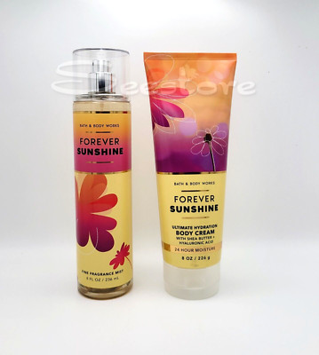 Bath & Body Works Forever Sunshine Body Mist & Body Cream 8 fl oz New Set of 2