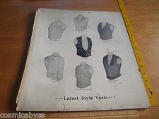 1896-97 Mens Fashion suit Salesman Sampler Morris Woolen Chicago 14x15.5 Vests