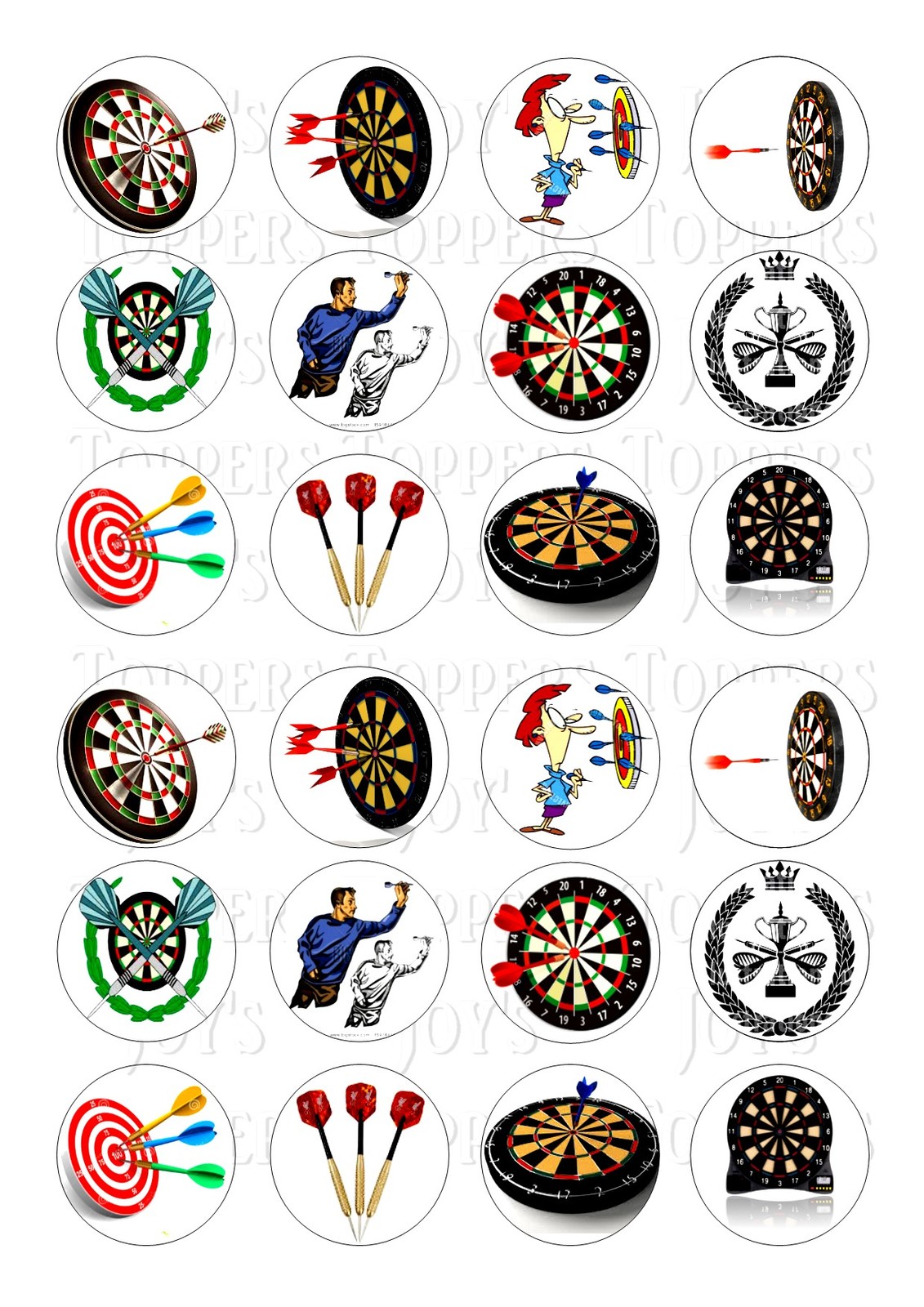 24 DARTS TOPPER WAFER RICE EDIBLE FAIRY CAKE BUN TOPPERS