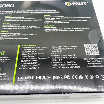 PALIT GeForce RTX 4060 StormX V1 8GB Graphics Card NE64060019P1