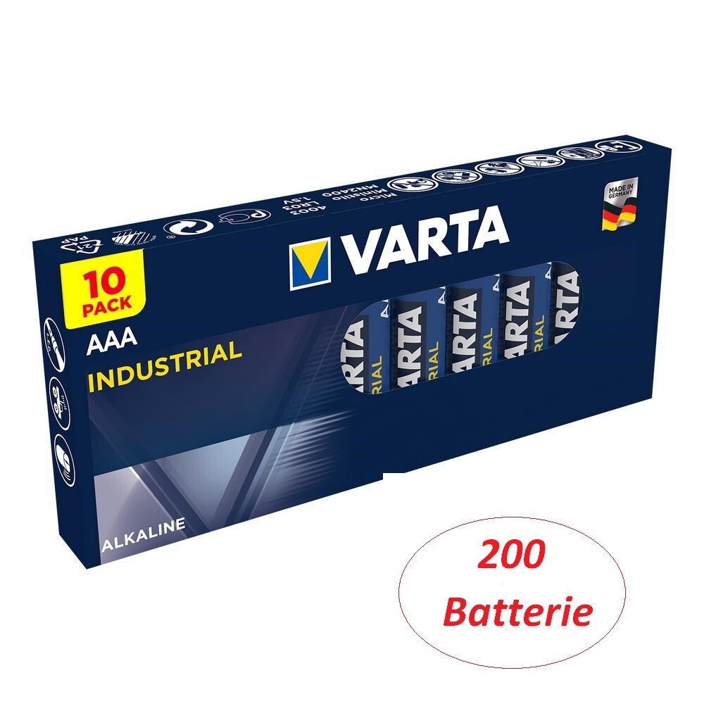 VARTA Industrial AAA Ministilo - Pacco Risparmio 200 Pezzi Originali