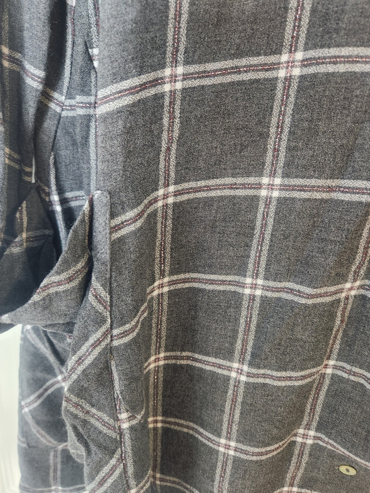 Zara Basic M Gray White Plaid Pockets Lngslv Butt… - image 6