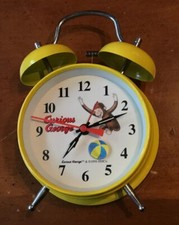 1998 OLD Curious George Battery Operated, Clock - Alarm Not Working