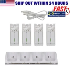 4x Rechargeable Batteries Pack + Charger Dock For Nintendo Wii Remote Controller