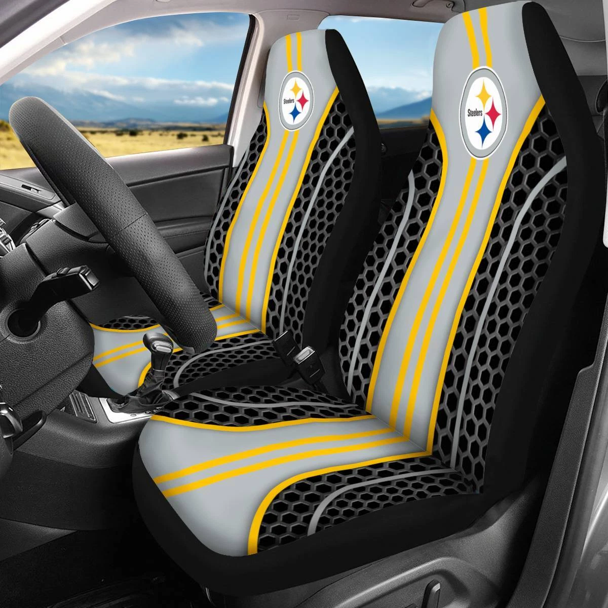 Car Seat Cover Seat Protector 2Pc for Pittsburgh Steeler