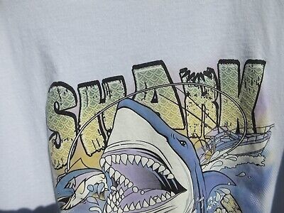 White T-Shirt with Color Changing Design SHARK COZUMEL Size XL - Just add  sun!