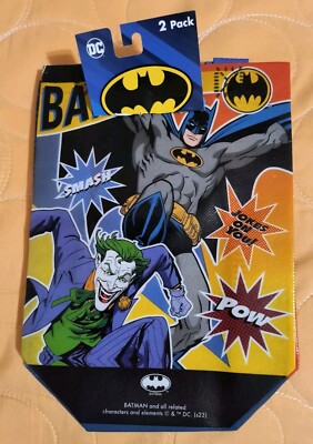 DC COMICS BATMAN & THE JOKER 2 Pack Mini Reusable Blue Gift Bags with Handles