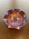 STUNNING VTG L.E. SMITH Red Iridescent Windmill Design Carnival Glass Bowl 8"W