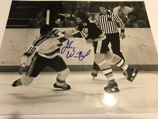 Boston BRUINS John WENSINK SMACKS BABYCH Signed CUSTOM 8X10 Holo & COA Orig NEG!