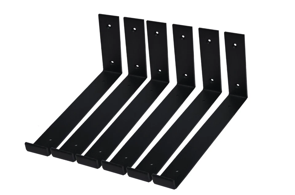 Evolf Shelf Brackets Heavy Duty J Floating Metal Shelves Wall Mounted - 6 Pack - Image 3 of 4