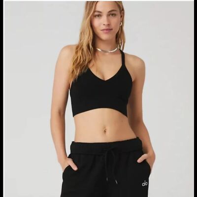 Alo Yoga Seamless Ribbed Low Back BLACK Bra S NWT | eBay