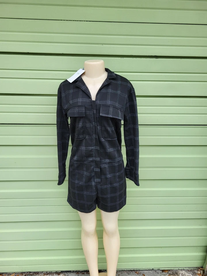 ZARA 女式黑色圆形格子连身裤迷你 M 码 4770 468 800 #3691 — 第 2/4 张图片