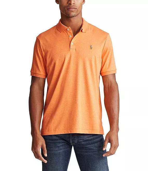 New Polo Ralph Lauren Men's Classic-Fit Soft Cotton Polo Shirt S Orange  E0502