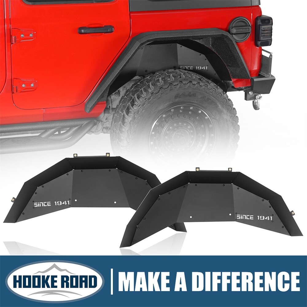 Aluminum Rear Inner Fender Liners Wheel Well Liners Fit 18-24 Jeep Wrangler JL