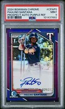 PAULINO SANTANA 2024 BOWMAN 1st CHROME PURPLE REFRACTOR AUTO #/250 -  PSA 9 
