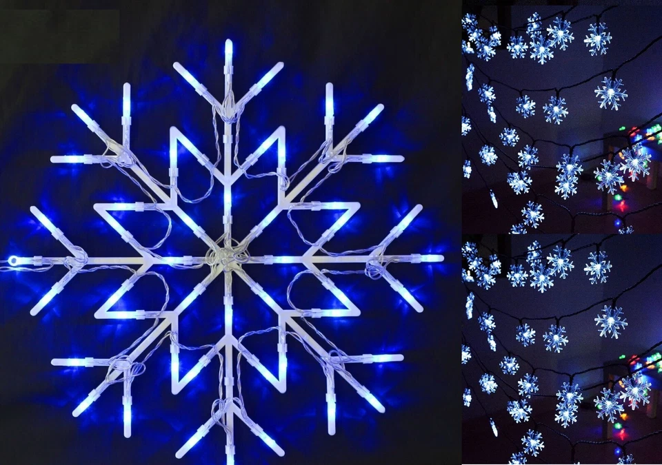 48 Led Star Snowflake Window Hanging Wall Light Christmas Xmas Silhouette Lights