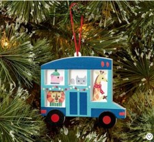 New Wood Bus Christmas Tree Ornament Blue - Wondershop